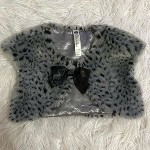 Overdress fluffy vest for girls size XL grey and black
